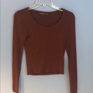 Maroon brandy Melville crop long sleeve top
